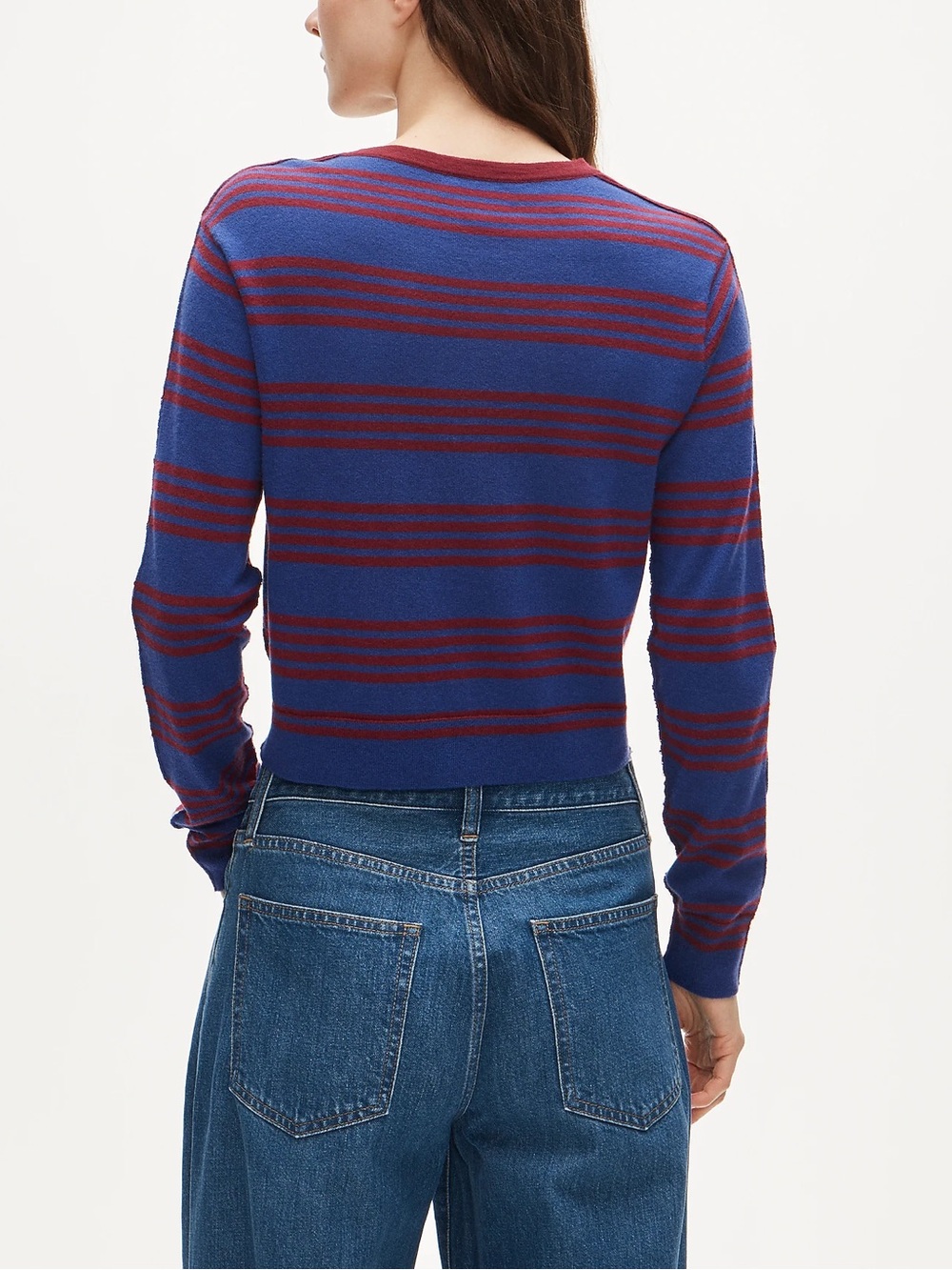 J. Crew Women's Featherweight Cashmere Cardigan in Mixed Stripe - Picture 2 of 5